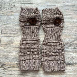 Arm Warmers Y2K Fairy Cottage Core Soft Girls Brown Layering Button Cute Earthy
